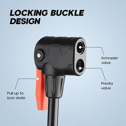 Konex High-Pressure Foot Air Pump with Meter for Bicycle, Bike, Car Tires, Football, Basketball, and Other Inflatable Sports Equipment &amp; Balls (Black)