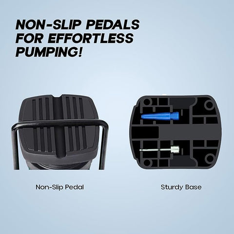 Konex High-Pressure Foot Air Pump with Meter for Bicycle, Bike, Car Tires, Football, Basketball, and Other Inflatable Sports Equipment &amp; Balls (Black)